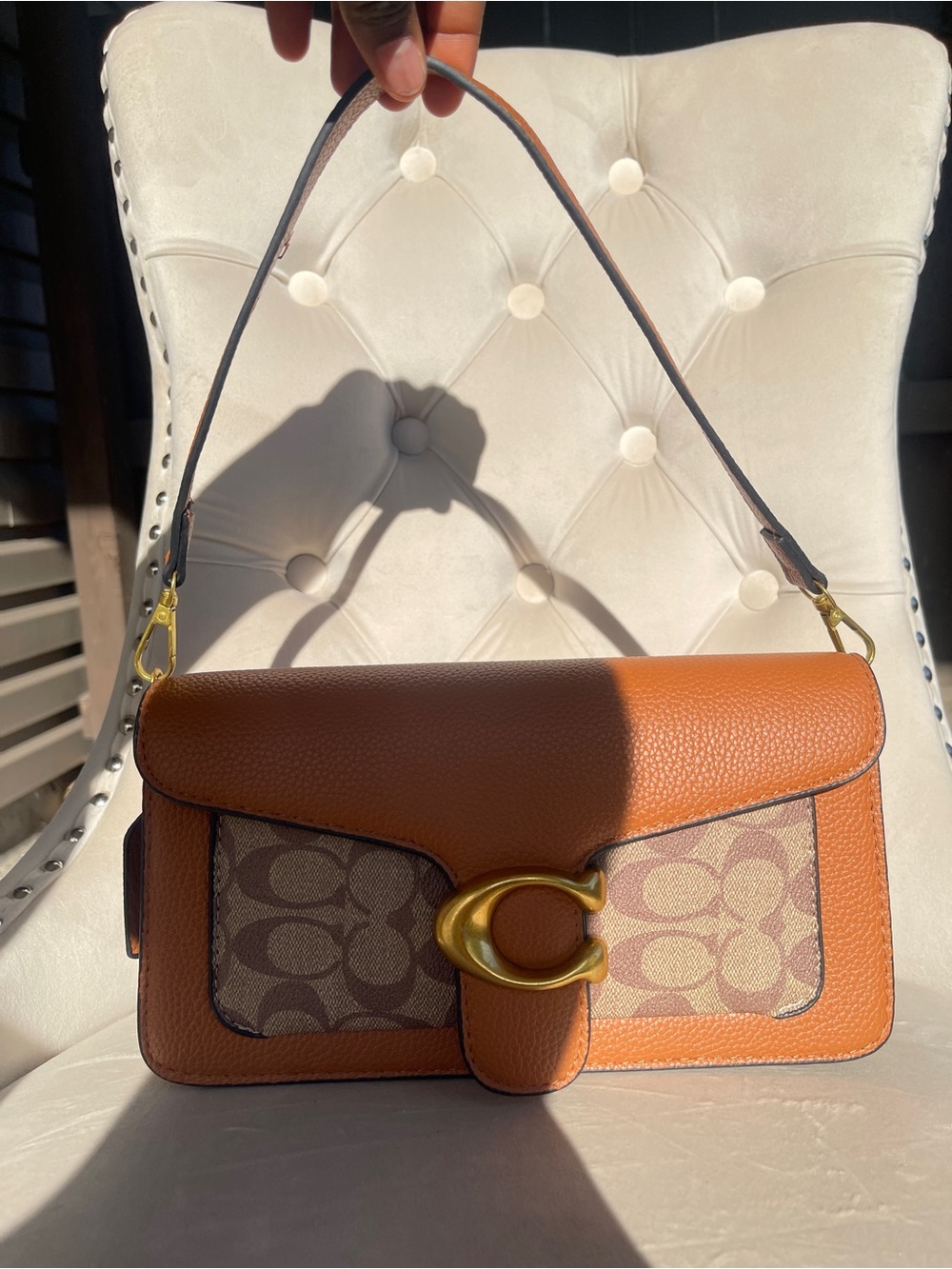 Coach Orange and Brown Signature C Shoulder Bag
